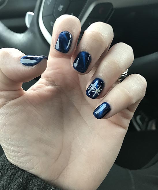Blue and Gold Acrylic Nails