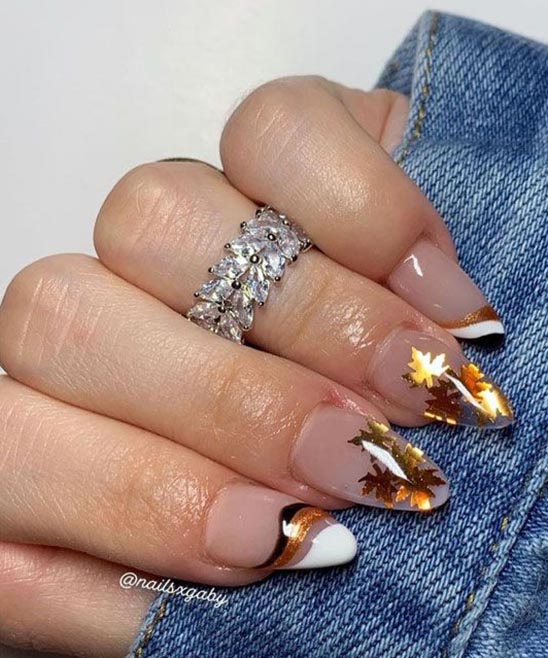Blue and Gold Marble Nails