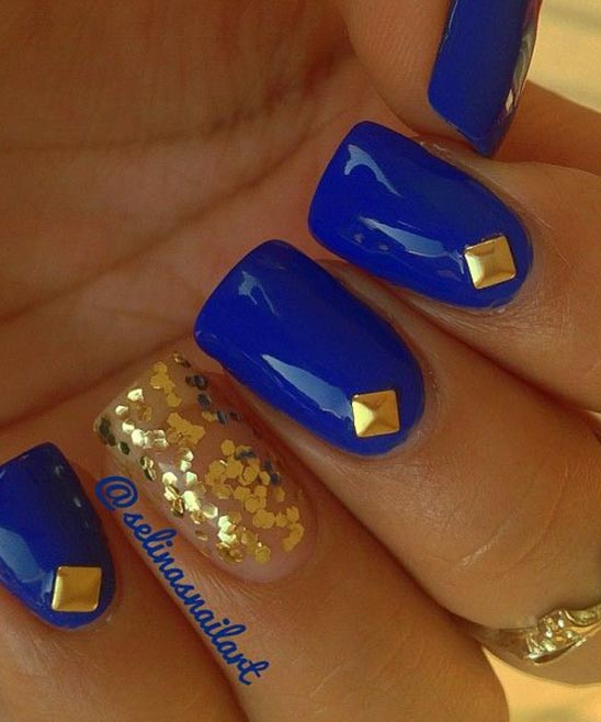 Blue and Gold Nail Art Designs