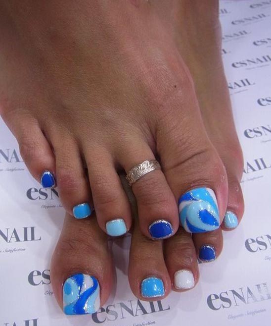Blue and Gold Nail Design