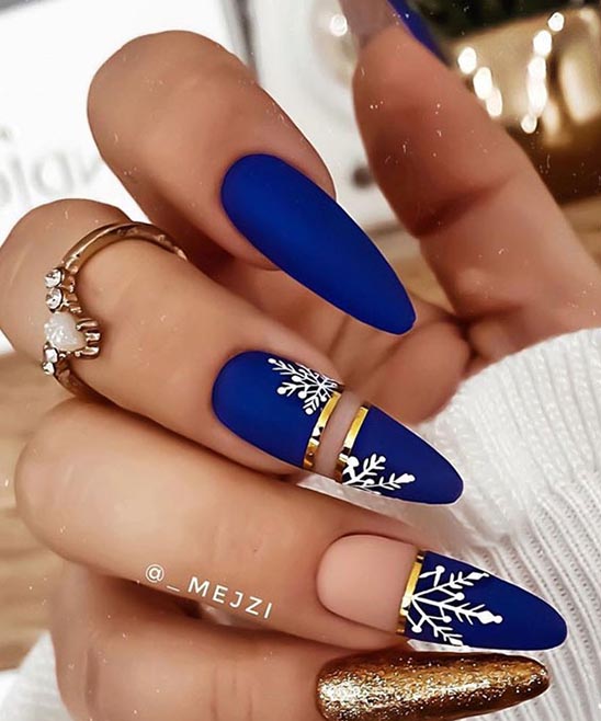 Blue and Gold Ombre Nails