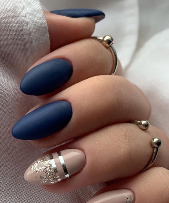 Blue and Gold Stiletto Nails