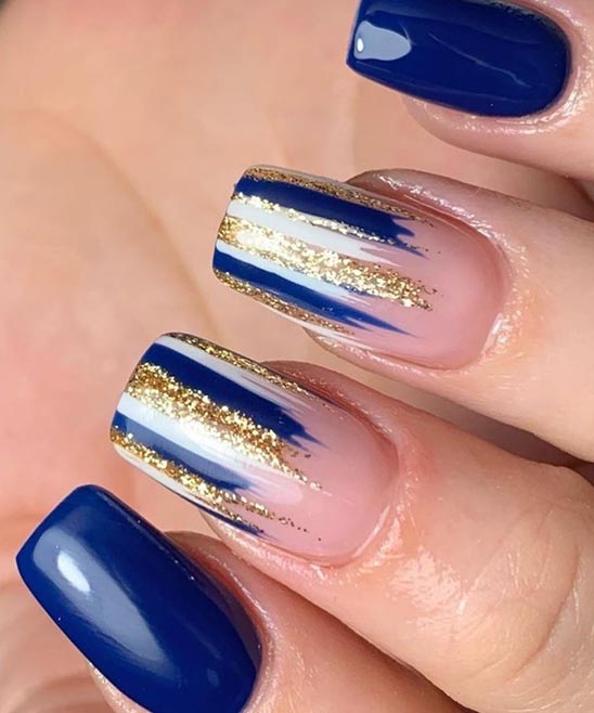 Blue and Gold Toe Nails