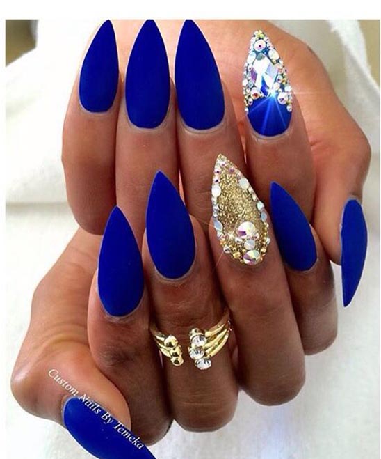 Blue and Gold Winter Nails