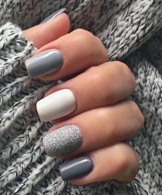 Blue and Gray Nails