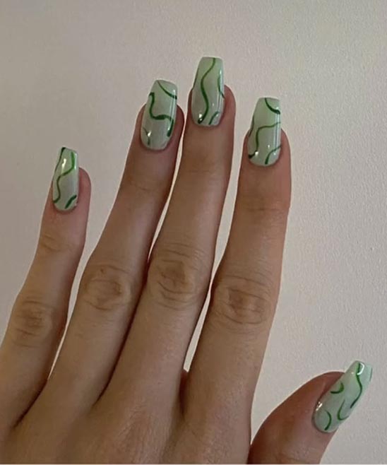 Blue and Green Coffin Nails