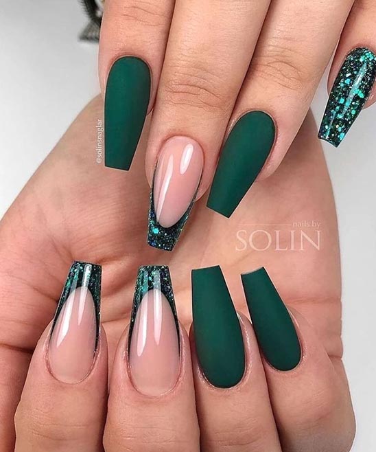 Blue and Green Ombre Nails Coffin