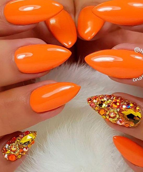 Bright Orange and Pink Nails