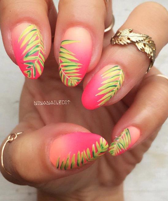 Bright Tropical Nail Designs With Bling