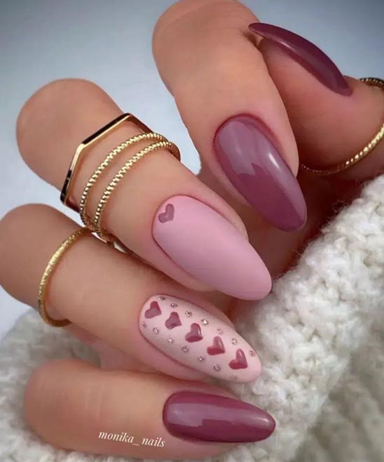 Brown Nails With Hearts