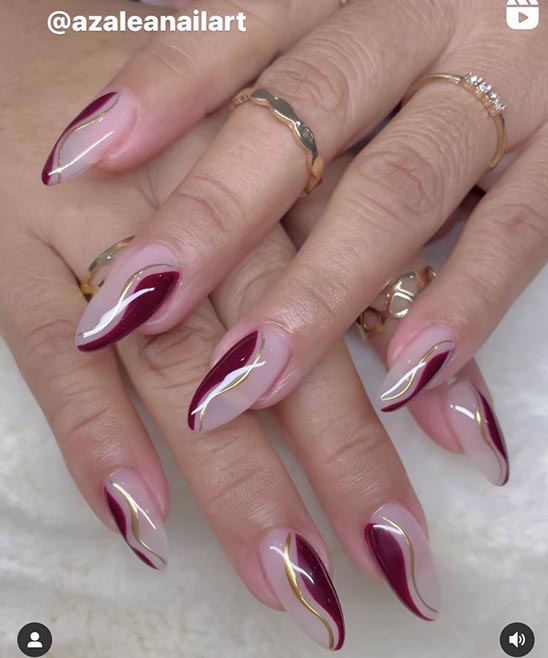 Brown Pink and White Nails