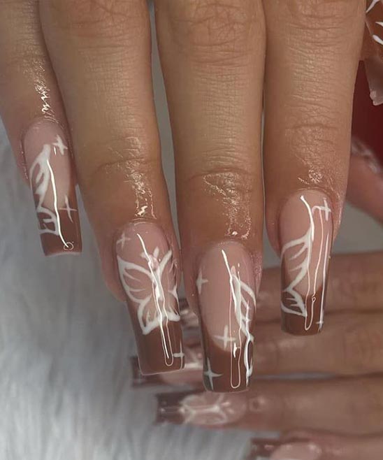 Brown and Pink Acrylic Nails