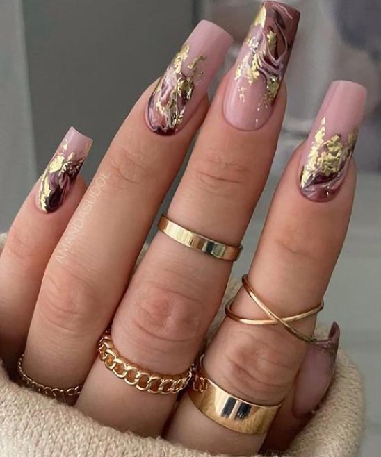 Brown and Pink Nail Art