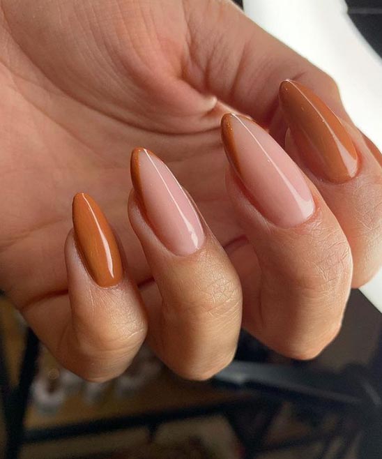 Burnt Orange Nails With Glitter