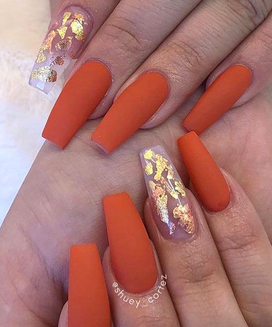 Burnt Orange and Black Nails