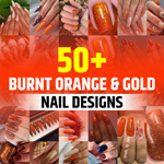 Burnt Orange and Gold Nail