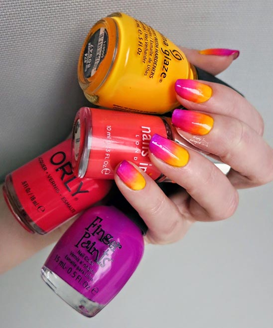 Burnt Orange and Green Nails