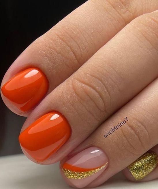 Burnt Orange and Teal Nails