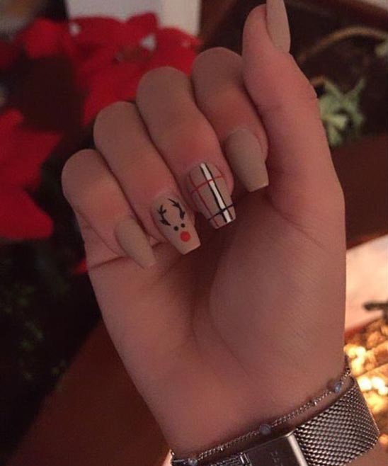 Christmas Candy Cane Nails Coffin