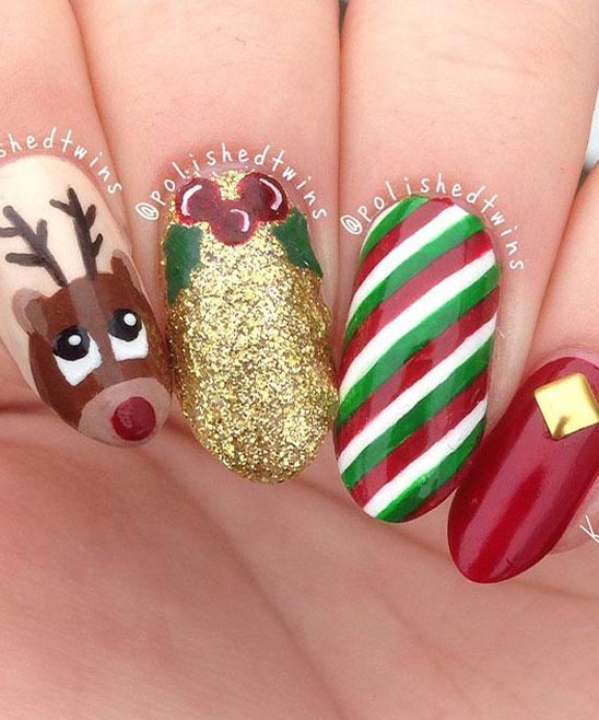 Christmas Nail Art French Tip