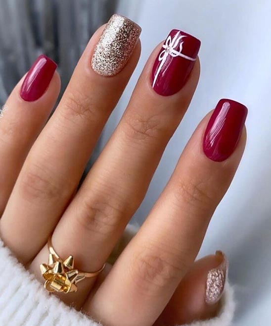Christmas Nail Art Red and Gold