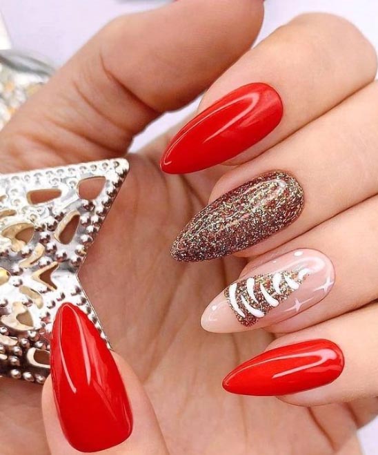 Christmas Nail Designs Red and Gold