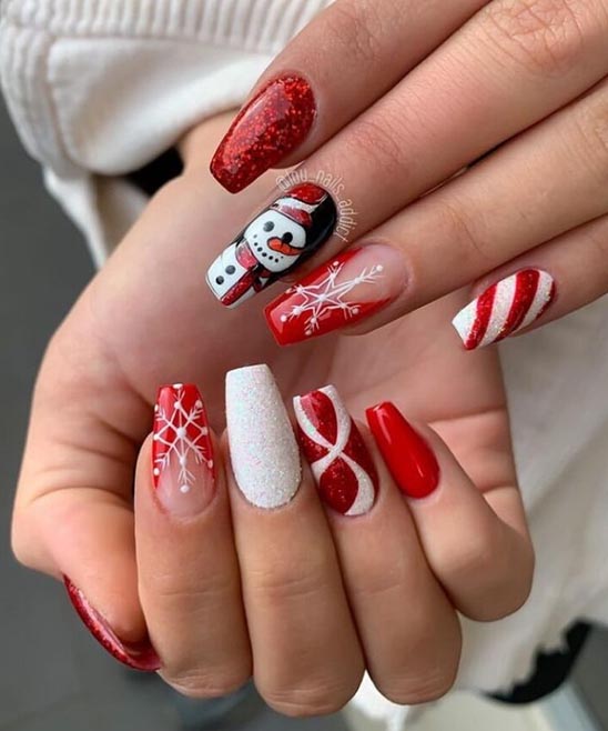 Christmas Nail Designs Red and Silver