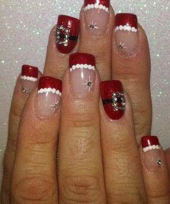 Christmas Nail Designs Square French Tip Nails