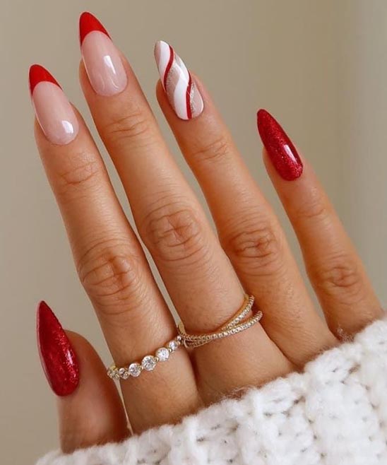 Christmas Nail Red and Gold