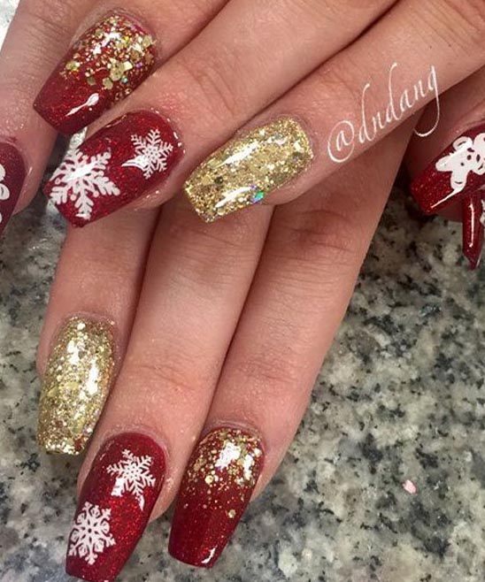 Christmas Nails Easy Red and White