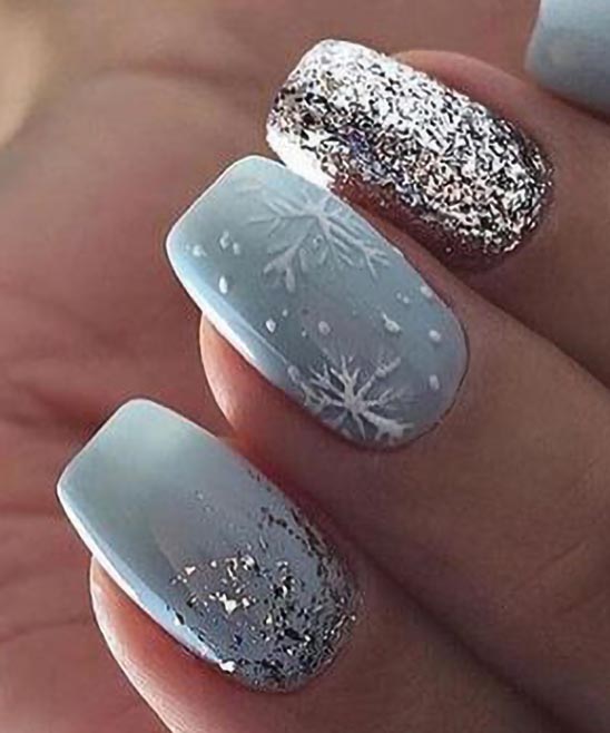 Christmas Nails Grey and White