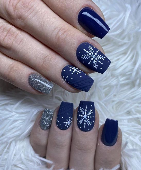 Christmas Nails Ideas Blue and Silver