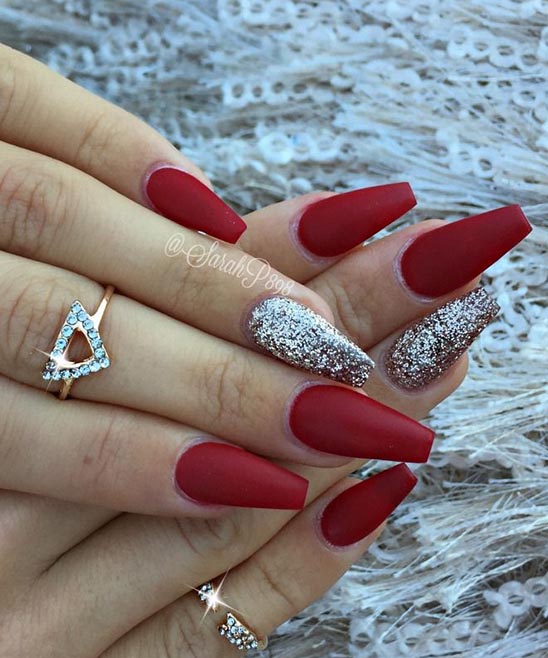 Christmas Nails Red Glitter