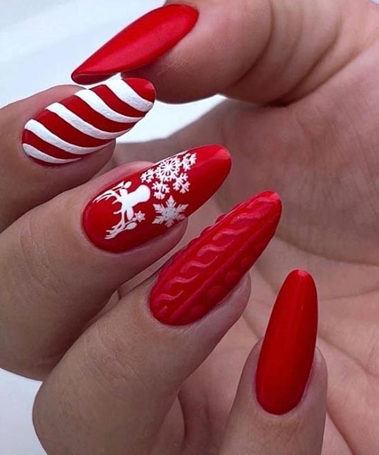 Christmas Nails Red White and Gold