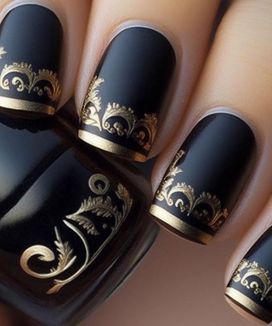 Christmas Nails Red and Black