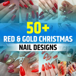 Christmas Nails Red and Gold