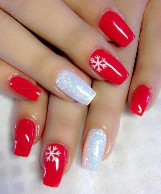 Christmas Nails Red and Silver