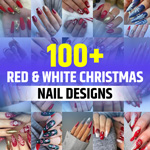 Christmas Nails Red and White