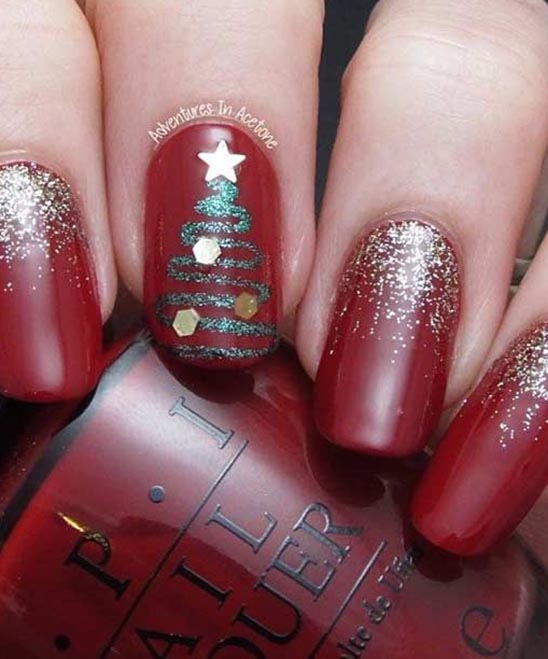 Christmas Red and Gold Nail Designs