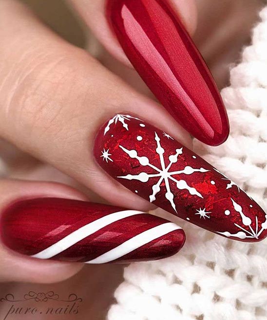 Christmas Red and White Nails