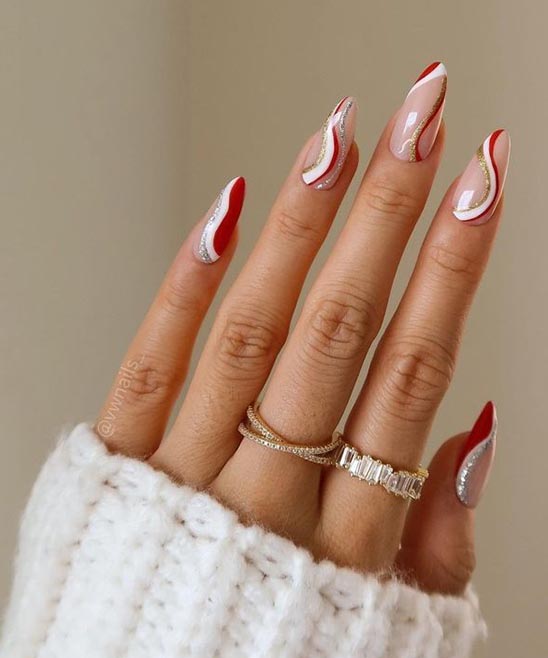 Christmas Red and White Nails