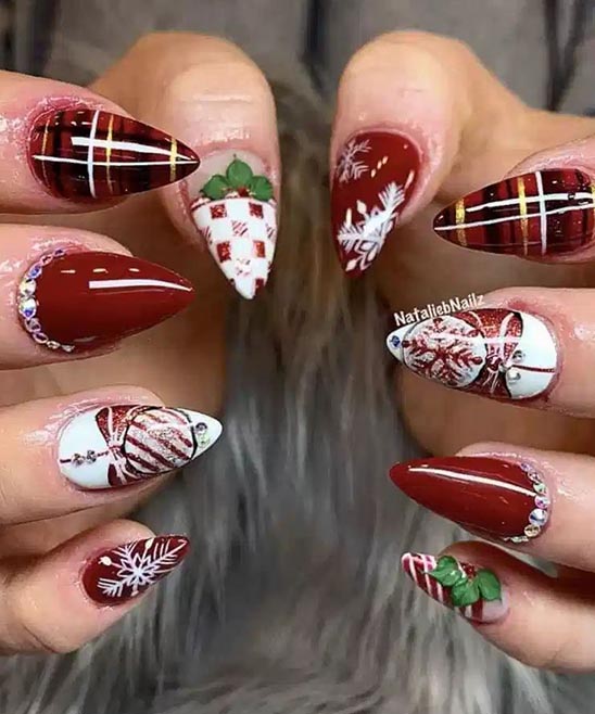Christmas Themed Coffin Nails