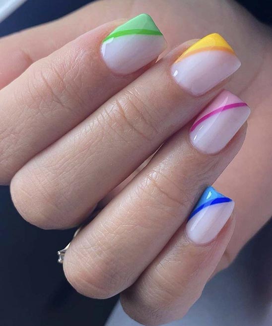 Classy Short Square French Tip Nails