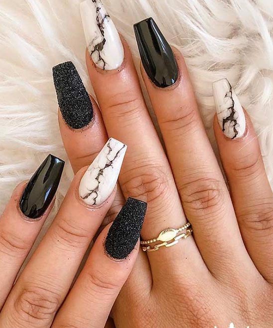 Coffin Black and Gold Nail Designs