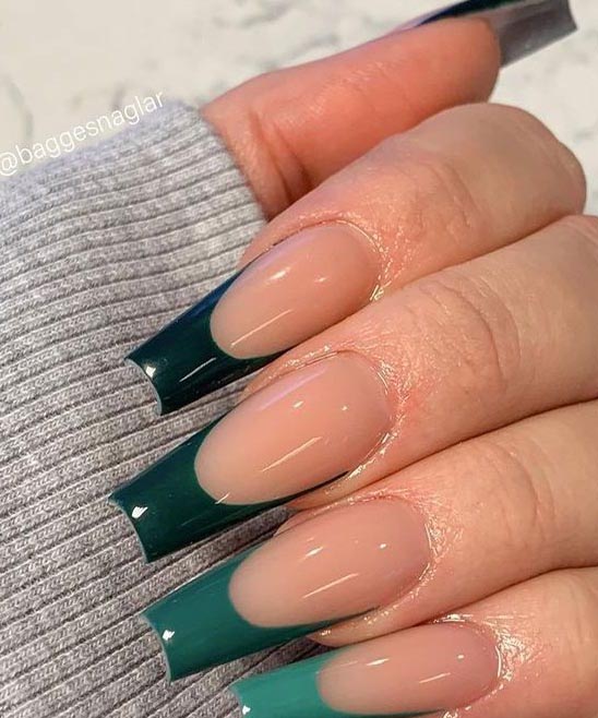 Coffin Emerald Green Acrylic Nails