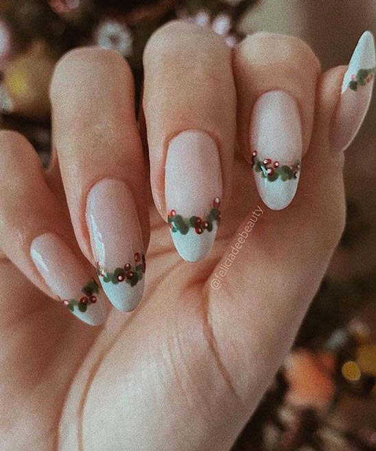 Coffin French Tip Nails Christmas