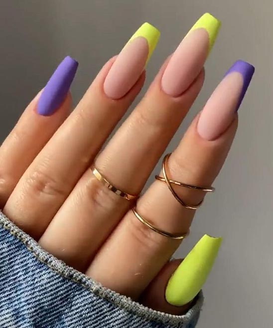Coffin Green Ombre Nails
