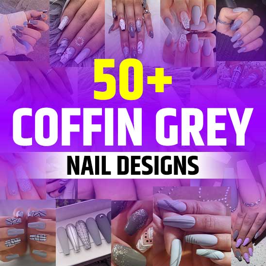 Coffin Grey Nail Designs