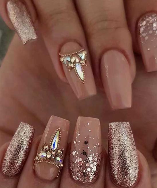 Coffin Nails With Rhinestones