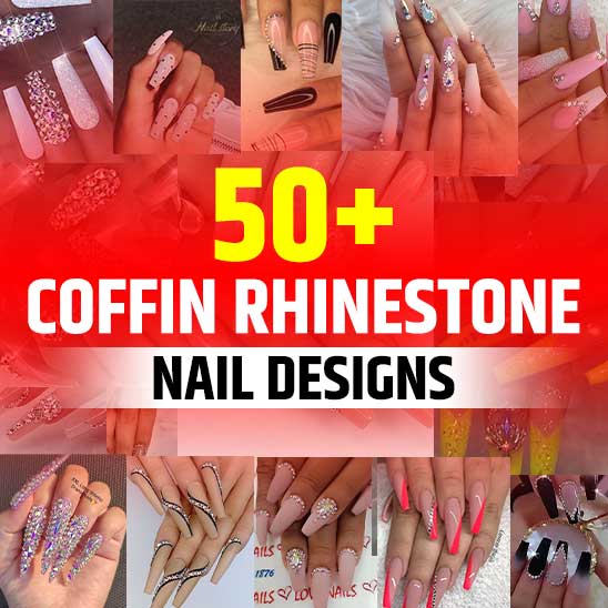 Coffin Rhinestone Nail Designs